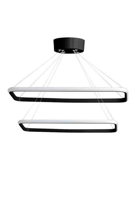 Opviq Lámpara de Araña Duple Rectangular Negra con Luz Amarilla